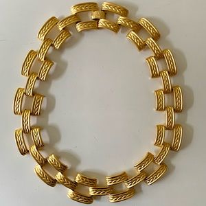 Vintage Rare Anne Klein Necklace Satin Gold Chunky Braided Chain Lion Logo Clasp